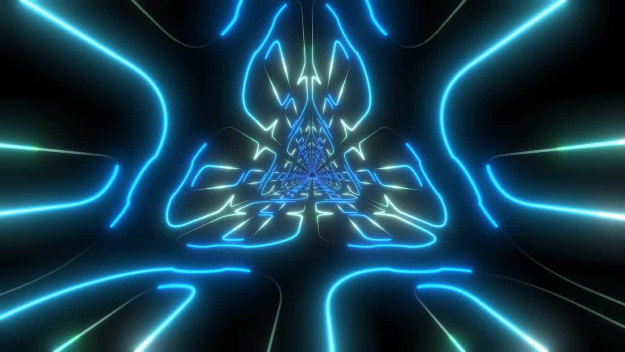Free Stock Video Triangular Tunnel Made Of Blue Neon Light Live Wallpaper