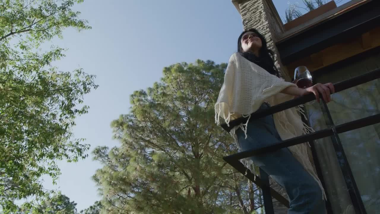 Free Stock Video Young Woman Watching Nature From A Balcony Live Wallpaper