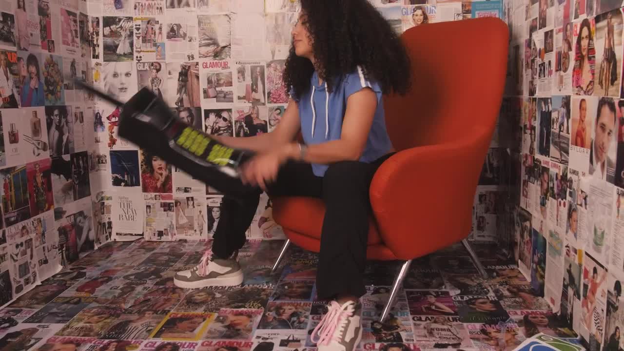 Free Stock Video Young Woman Playing With Huge Inflatable Phone Live Wallpaper