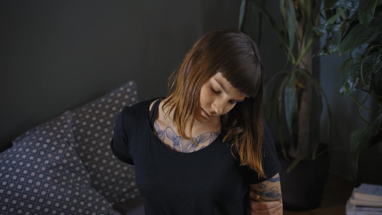 Free Stock Video Young Woman Head On Doing Neck Stretches Live Wallpaper