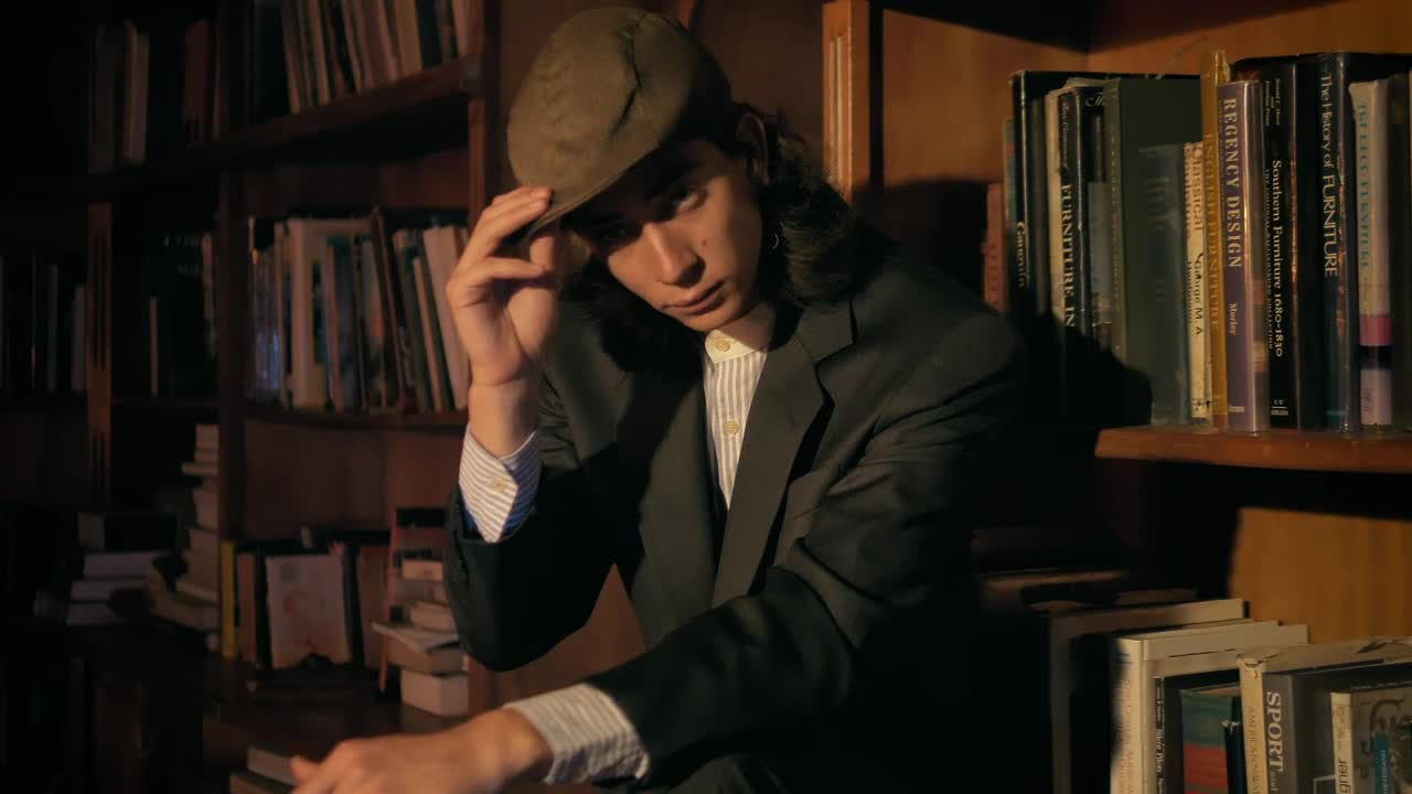 Free Stock Video Young Old Fashion Model Smoking In A Bookstore Live Wallpaper