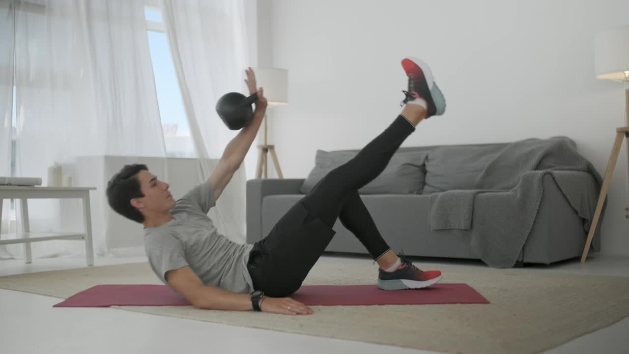 Free Stock Video Young Man Doing Exercises At Home Live Wallpaper