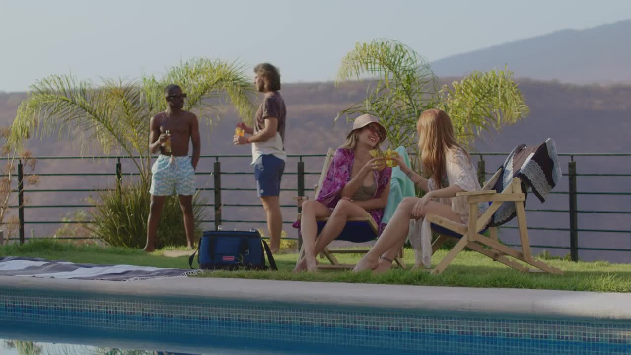 Free Stock Video Young Friends Relaxing In The Pool Live Wallpaper