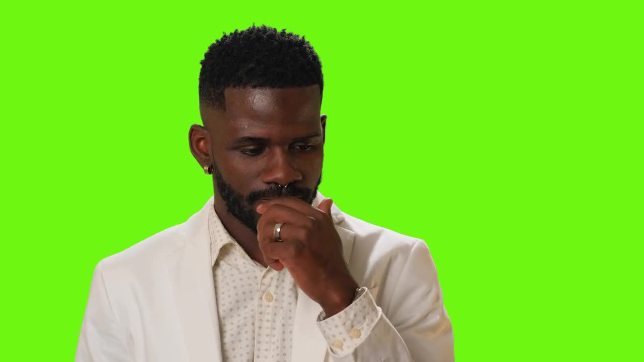 Free Stock Video Young Confused And Thoughtful Man On A Chroma Background Live Wallpaper