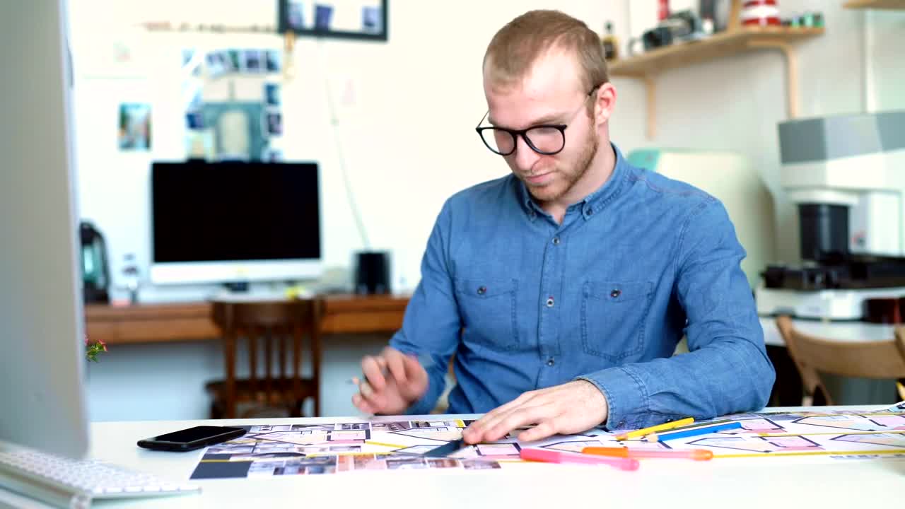 Free Stock Video Young Architect Works Concentrated On A Blueprint Live Wallpaper