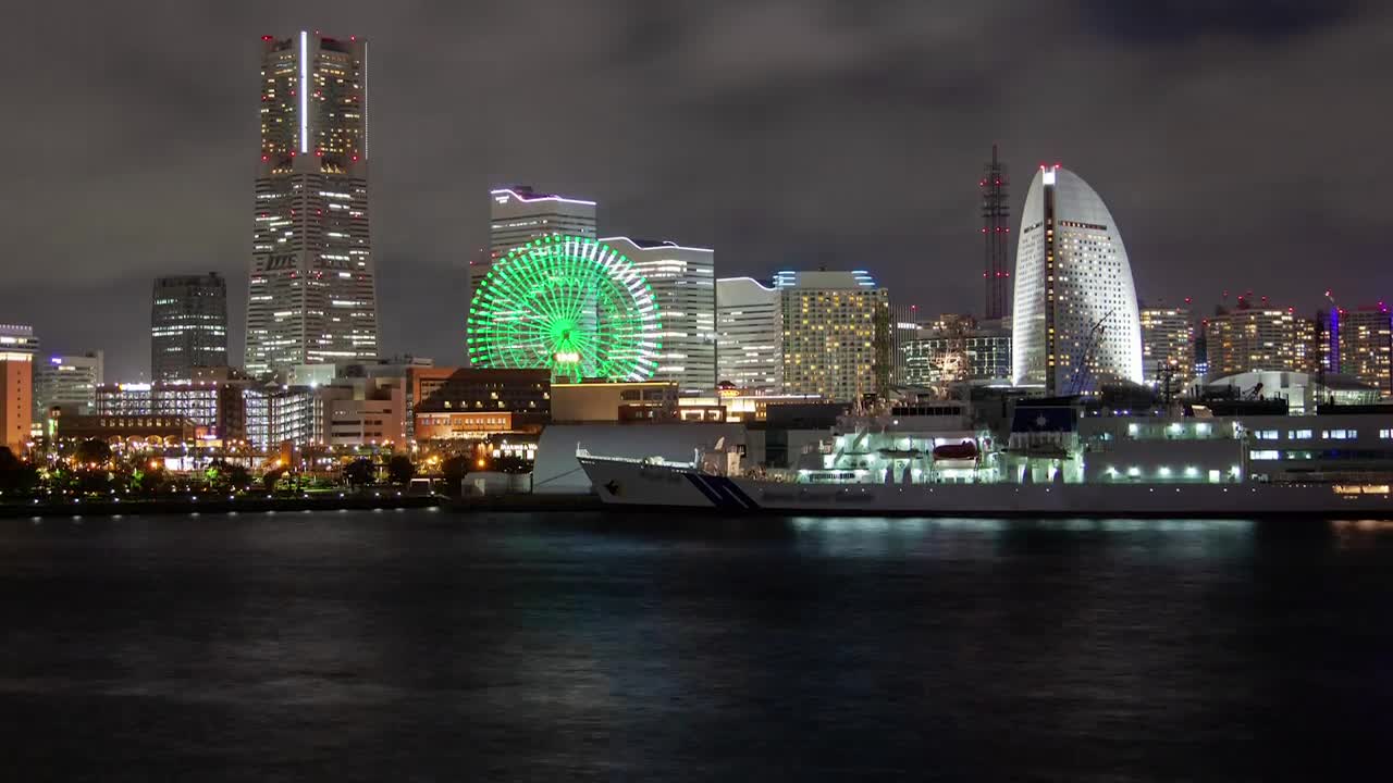 Free Stock Video Yokohama Cityscape And Harbor At Night Live Wallpaper