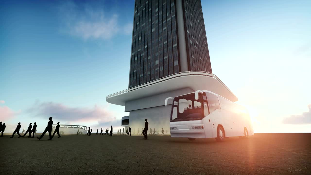 Free Stock Video Workers Walking Near A Building And Buses Live Wallpaper