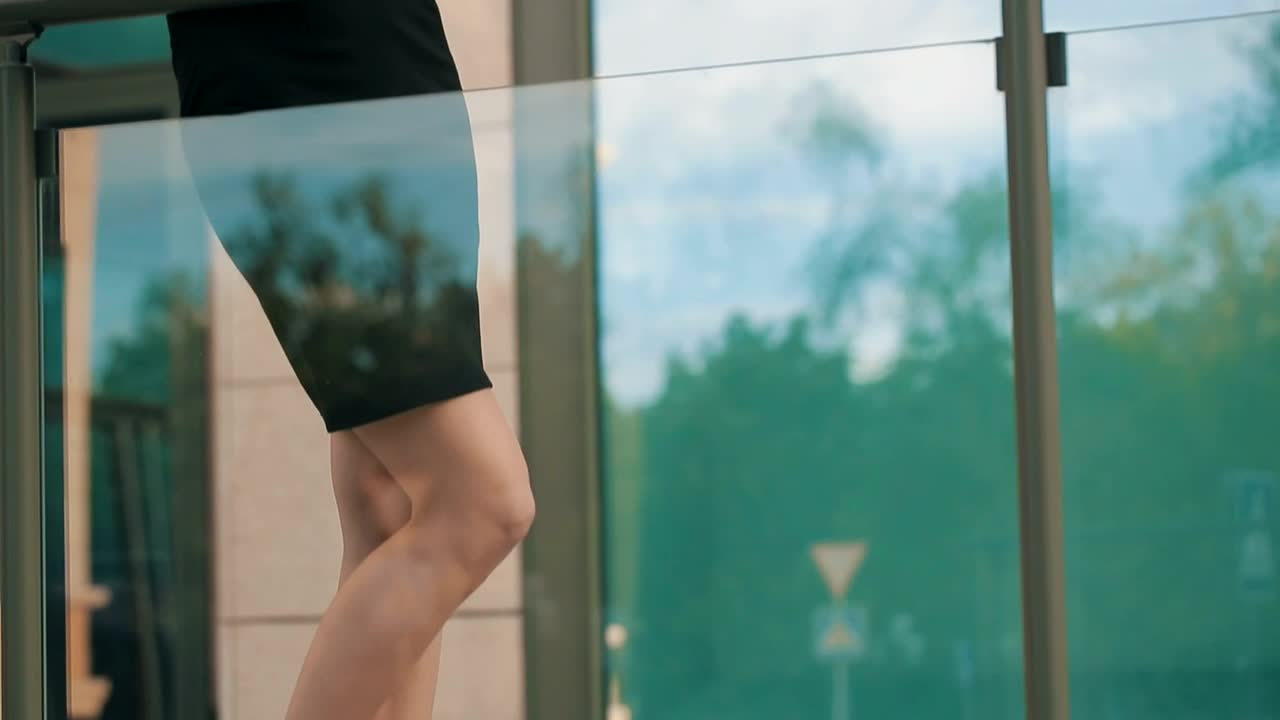 Free Stock Video Woman Working On Her Tablet Outside The Office Live Wallpaper