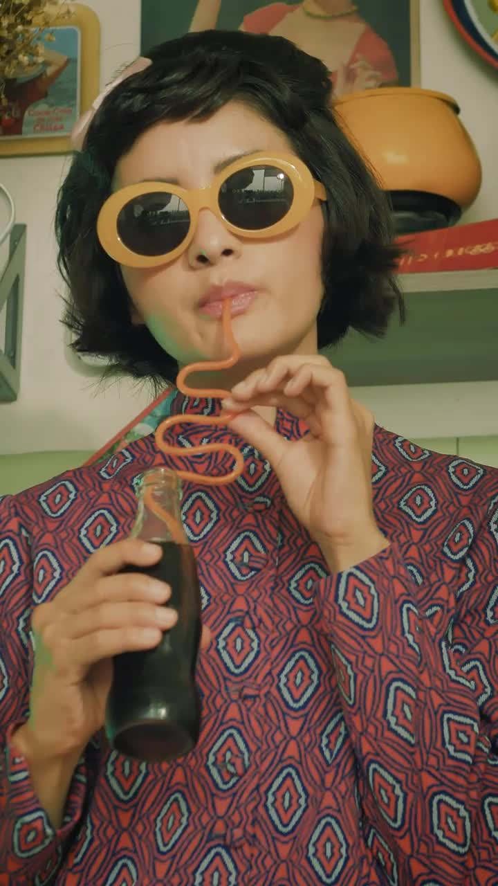 Free Stock Video Woman With Old Fashion Style Drinking Coke Live Wallpaper