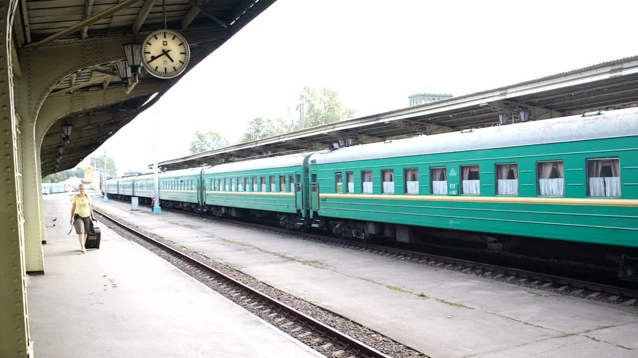 Free Stock Video Woman With Luggage At A Train Station Live Wallpaper