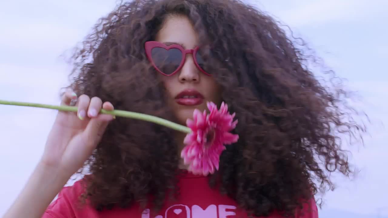 Free Stock Video Woman With A Pink Rose And Sunglasses Live Wallpaper