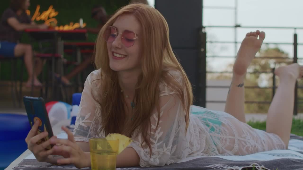 Free Stock Video Woman Taking Selfies By The Pool Live Wallpaper