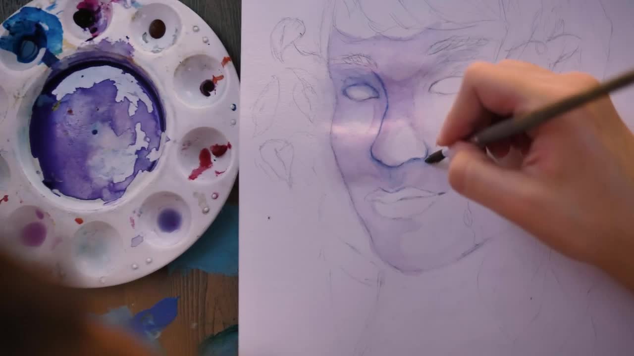 Free Stock Video Woman Painting A Face With Watercolors Live Wallpaper