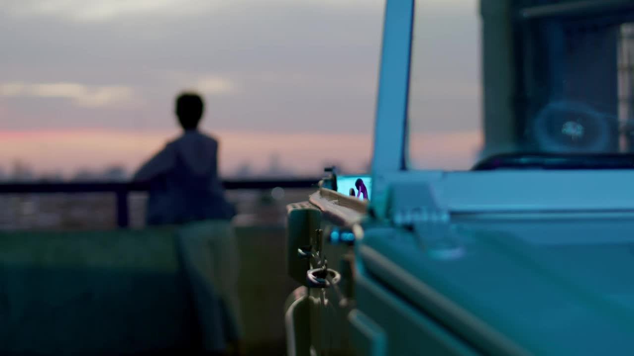 Free Stock Video Woman Looking At The Horizon From A Building Live Wallpaper