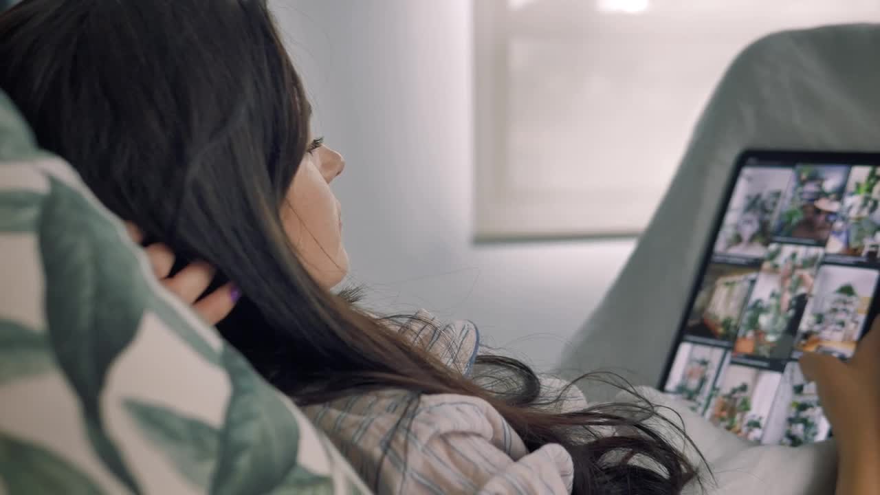 Free Stock Video Woman Looking At Social Media In The Morning Live Wallpaper