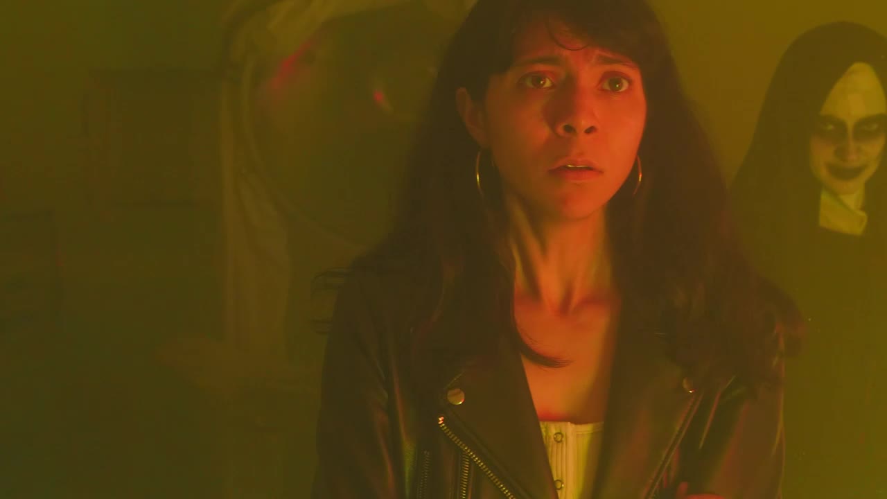 Free Stock Video Woman Is Scared By A Ghost Nun Live Wallpaper
