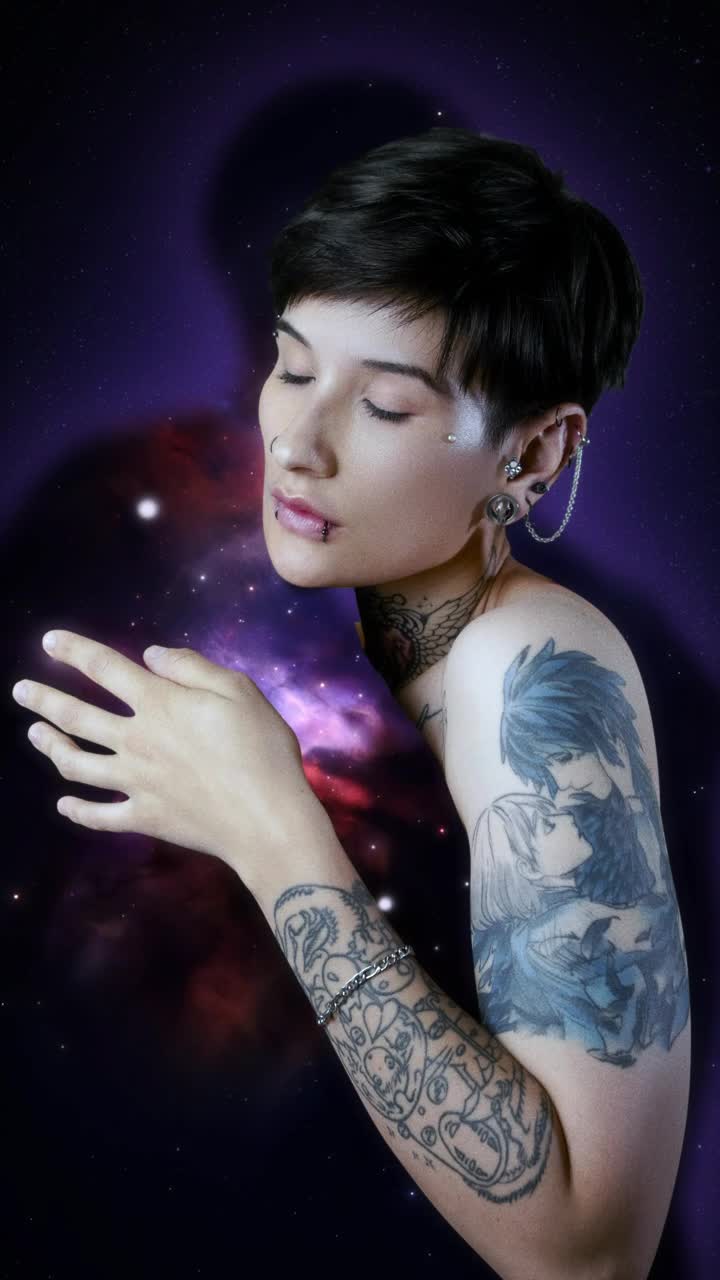 Free Stock Video Woman Hugging Space In Human Form Live Wallpaper