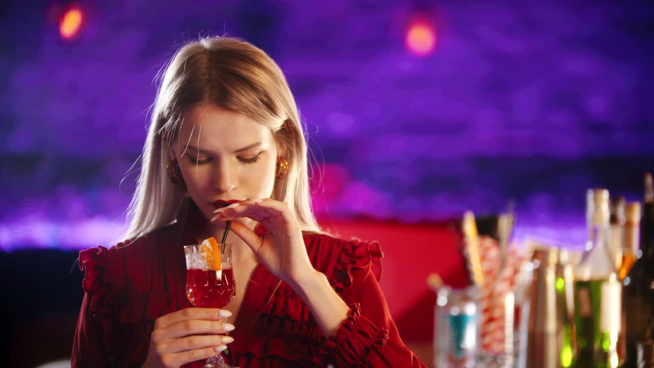 Free Stock Video Woman Having A Drink In A Bar Live Wallpaper