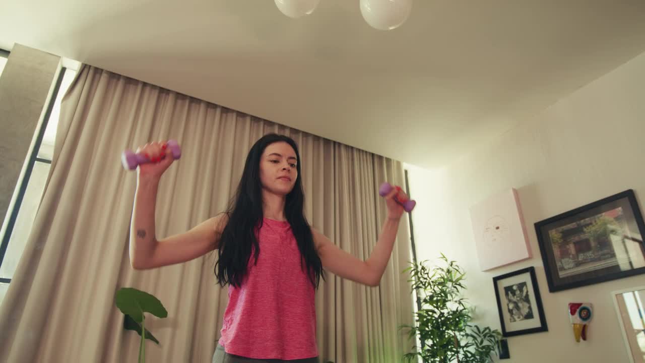 Free Stock Video Woman Exercising With Small Dumbbells Live Wallpaper