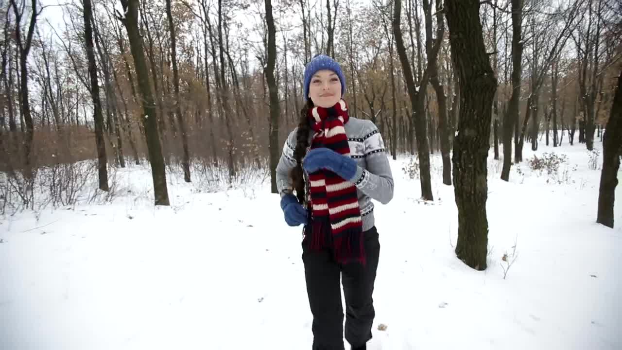 Free Stock Video Woman Exercising In The Forest In Winter Live Wallpaper