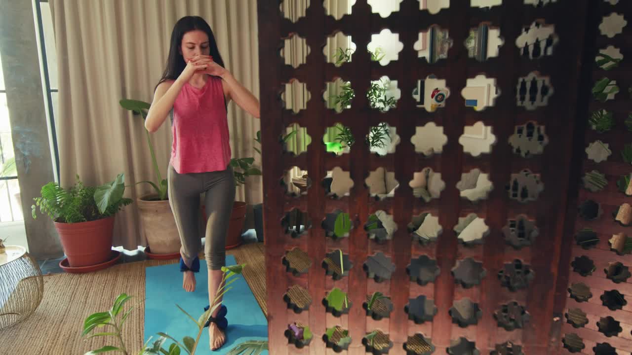 Free Stock Video Woman Exercising In Her Cozy Home Live Wallpaper