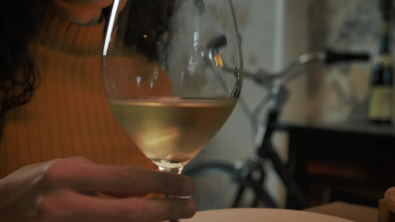 Free Stock Video Woman Drinking Cold White Wine From A Glass Live Wallpaper