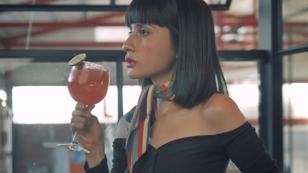 Free Stock Video Woman Drinking A Cocktail Live Wallpaper