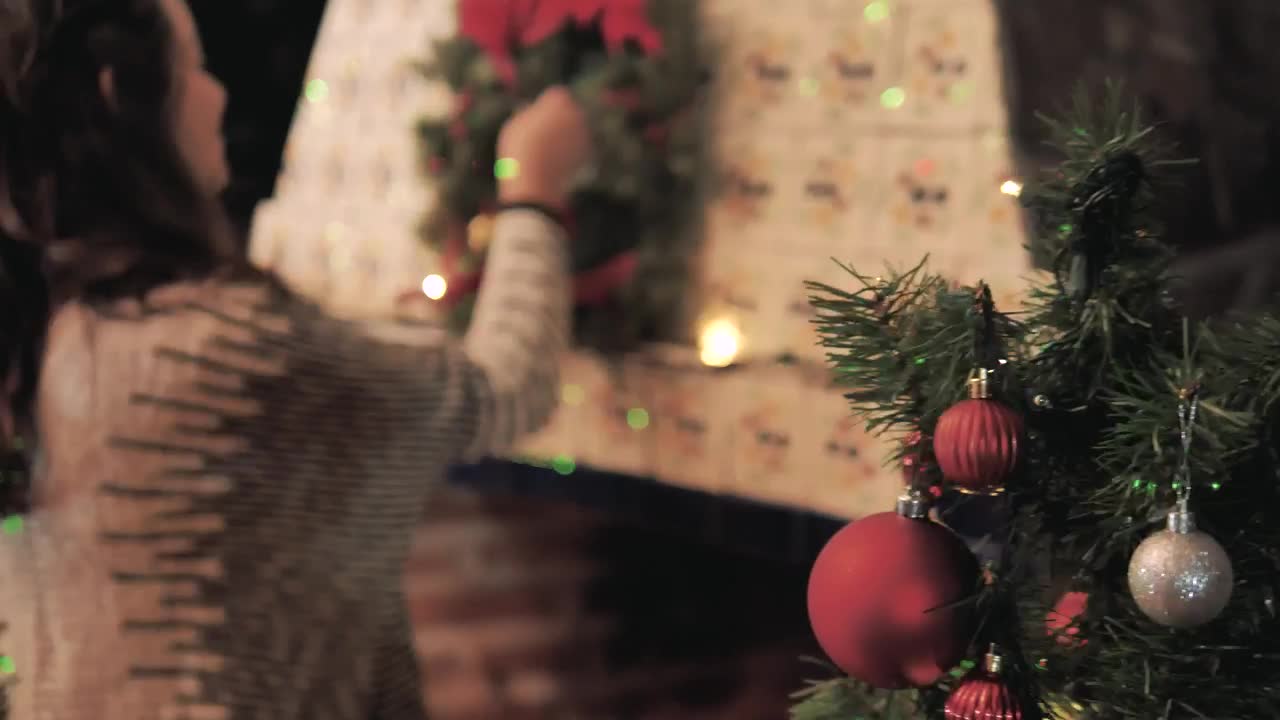 Free Stock Video Woman Decorating Her Home For Christmas Live Wallpaper