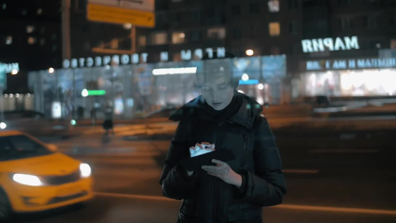   Stock Footage Woman Checking Her Messages At Night Live Wallpaper
