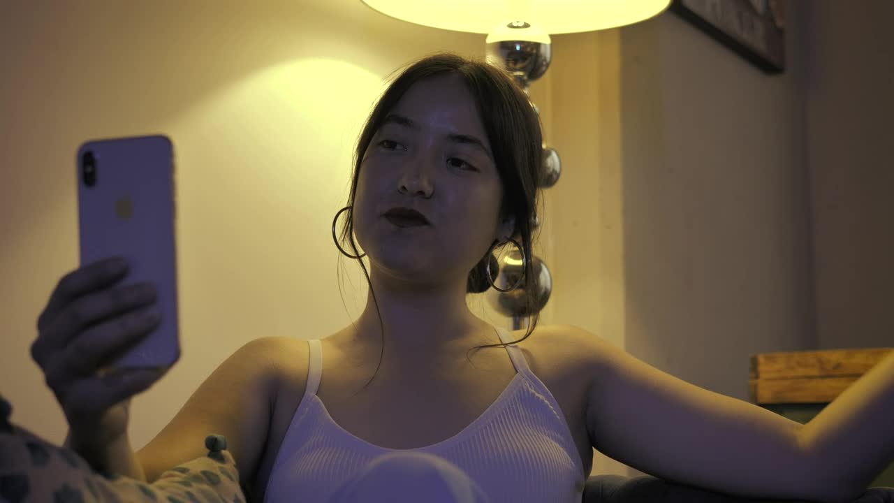   Stock Footage Woman Chatting On Video Call With Her Cell Phone Live Wallpaper