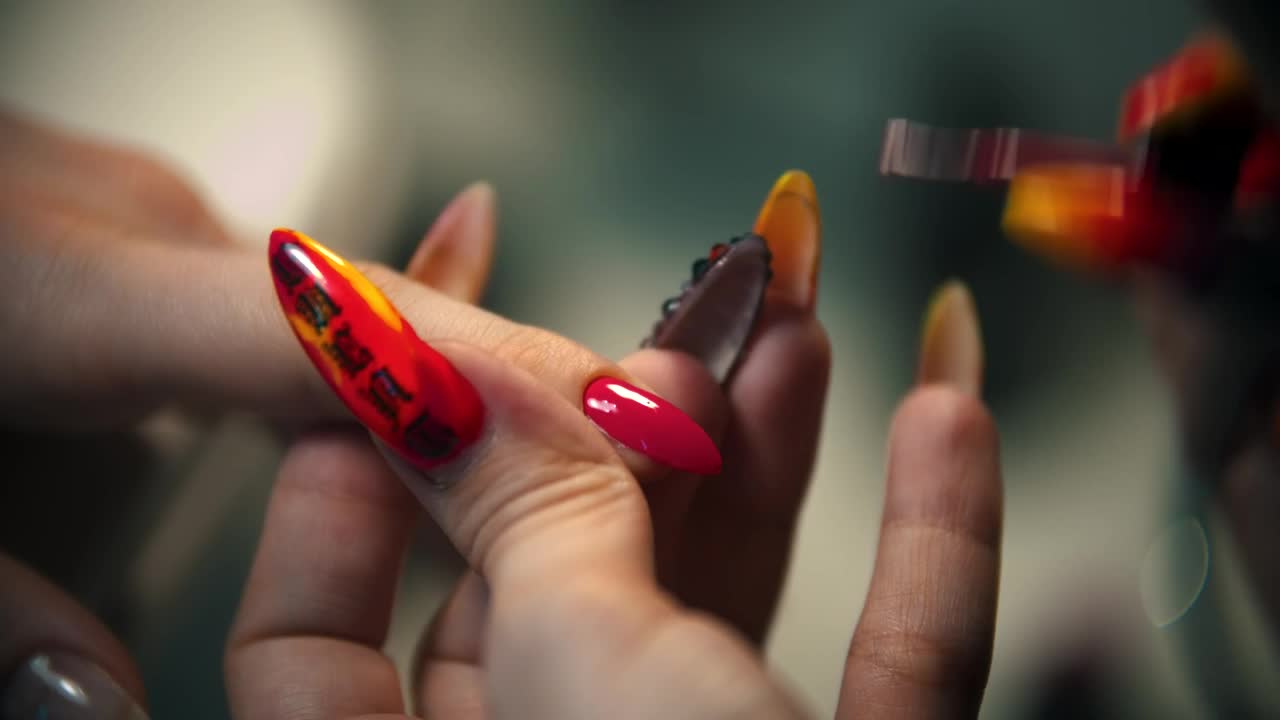   Stock Footage Woman Applying Nail Polish To Manicure Client Live Wallpaper