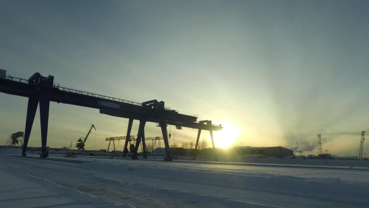   Stock Footage Winter Snowfall Across A Port Live Wallpaper