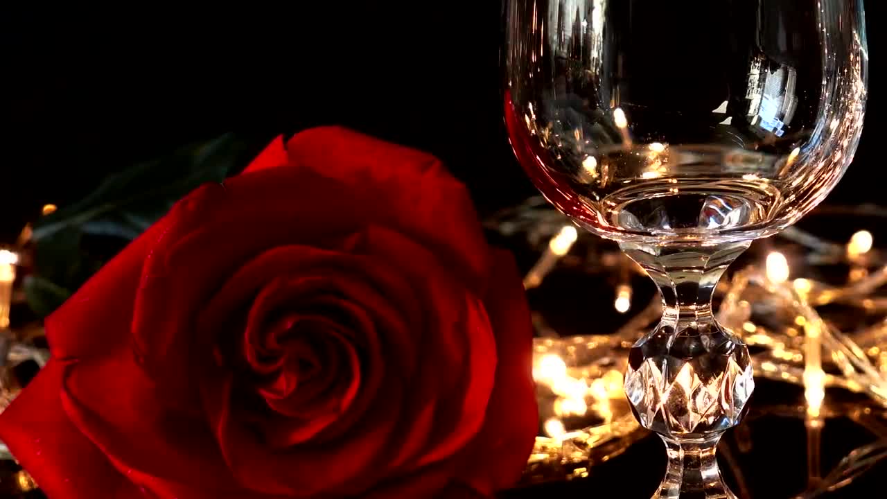   Stock Footage Wine Glass And A Rose Live Wallpaper