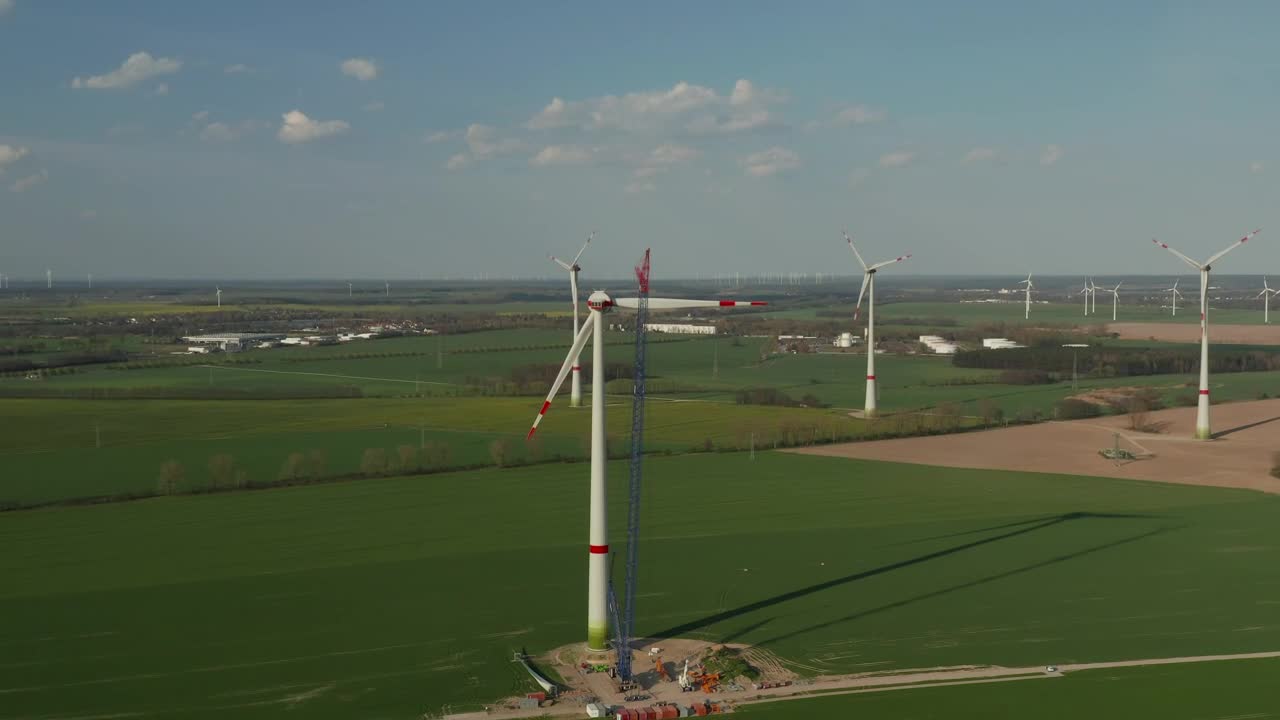   Stock Footage Wind Turbine Under Repair With A Crane Live Wallpaper