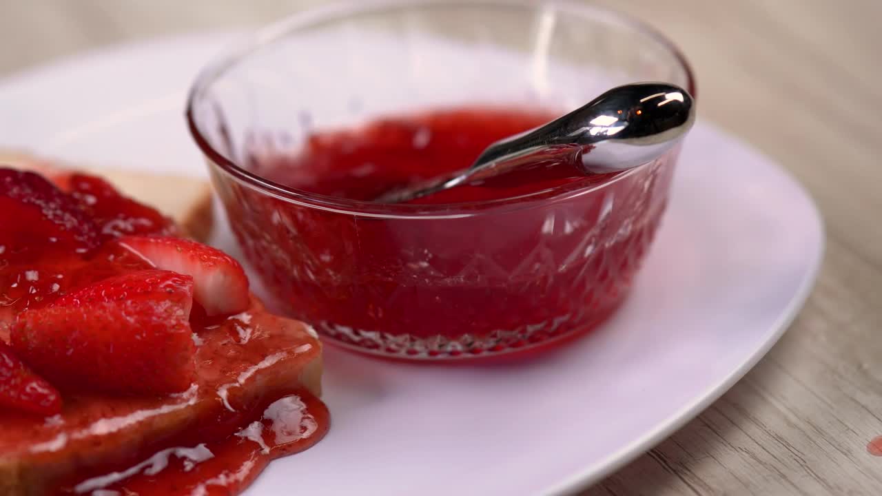   Stock Footage White Bread With Jam And Strawberries Live Wallpaper