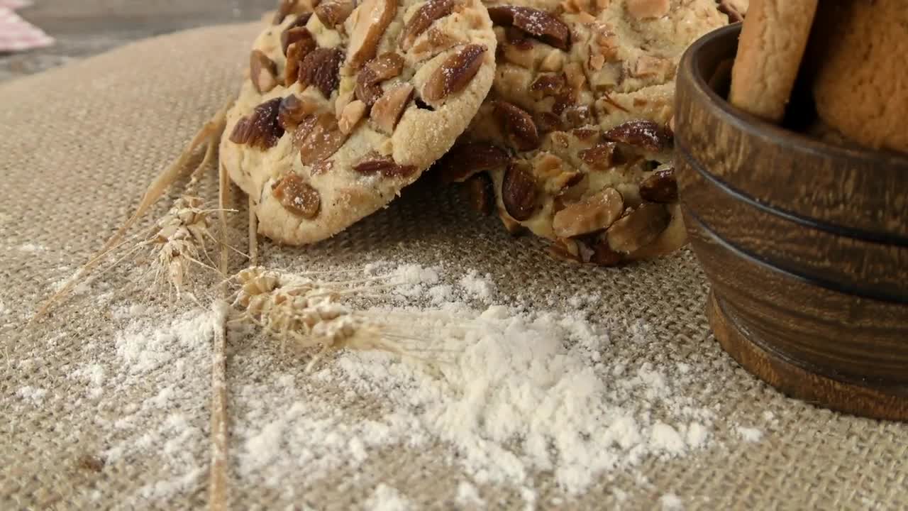   Stock Footage Wheat Cookies With Almonds Live Wallpaper