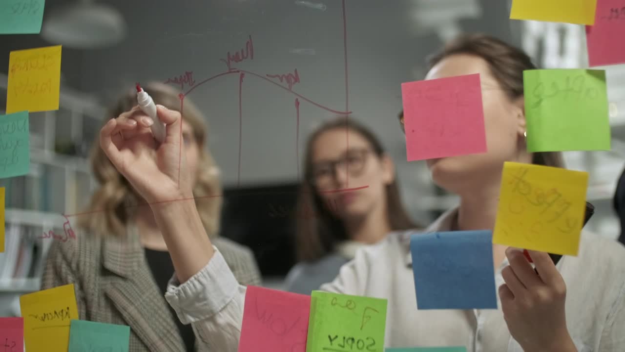   Stock Footage Web Design Work Team Out Strategy On Glass Wall Live Wallpaper