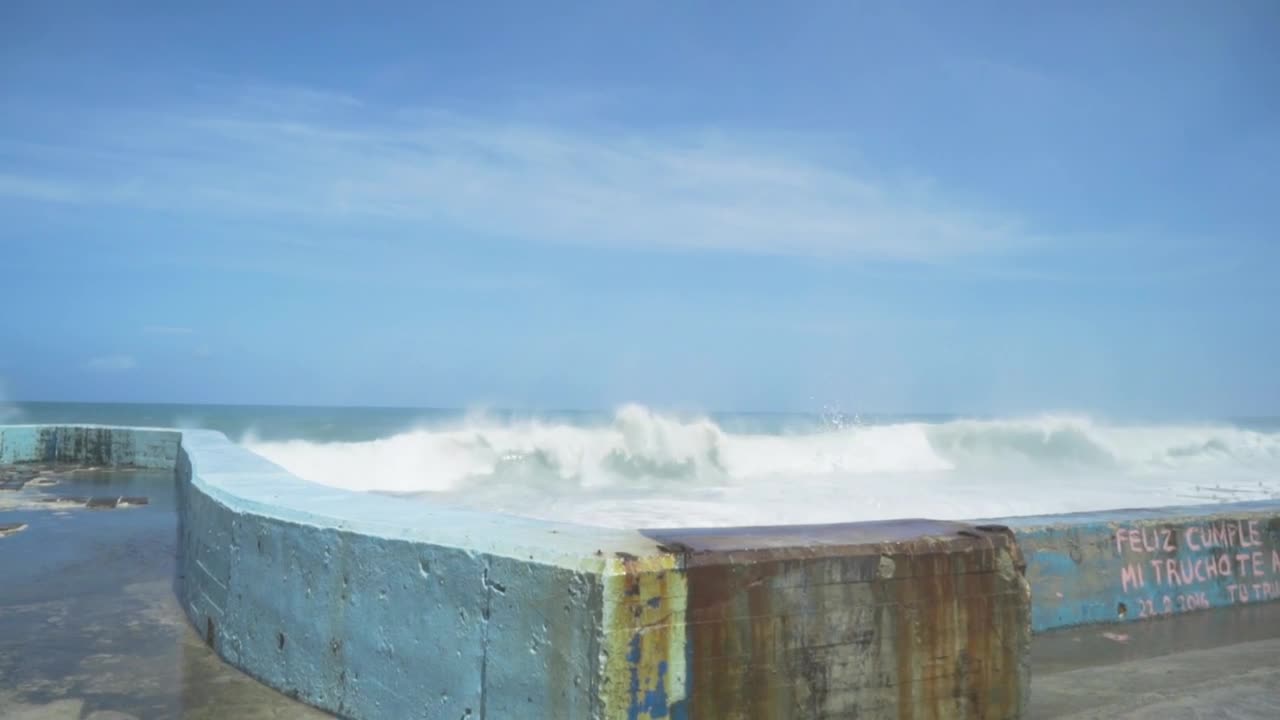   Stock Footage Waves Breaking Against A Coastal Wall Live Wallpaper