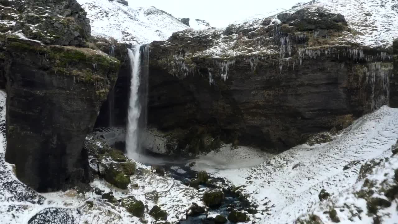   Stock Footage Waterfall At The End Of A River During In Winter Live Wallpaper