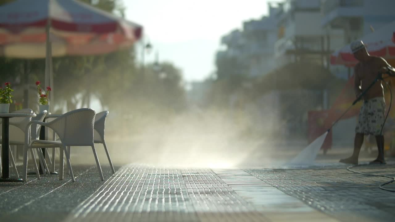   Stock Footage Washing The Street Live Wallpaper