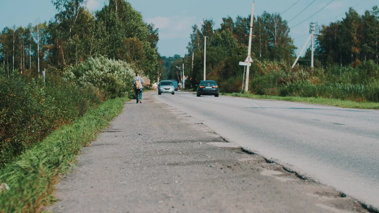   Stock Footage Walking Down A Rural Road With A Sign Live Wallpaper