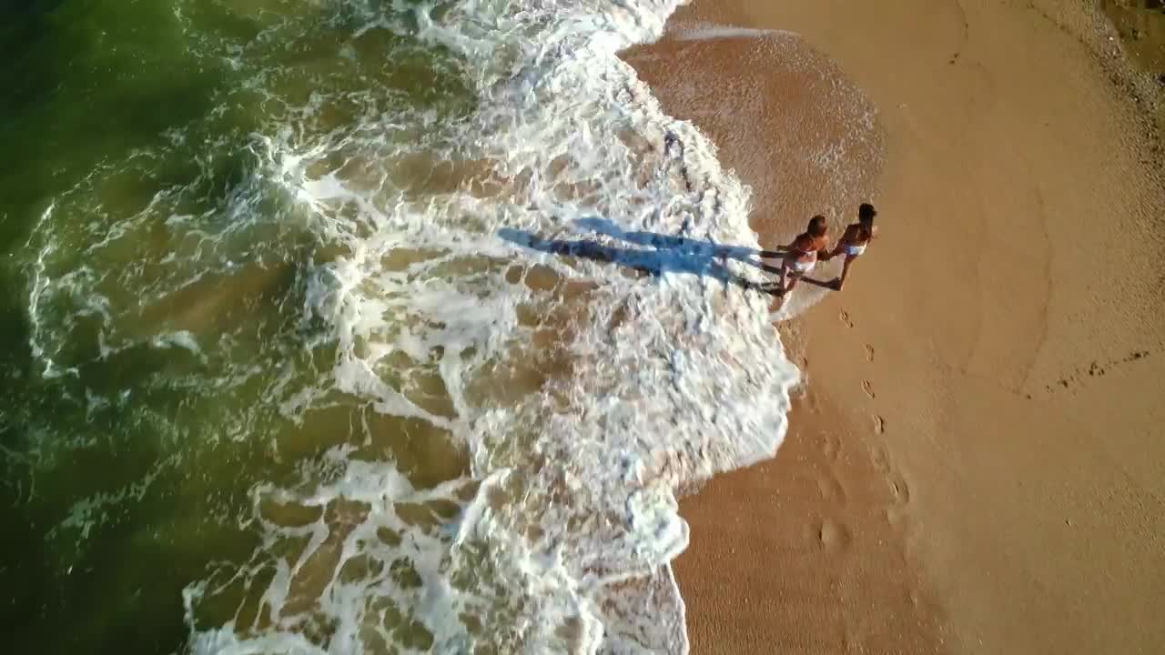   Stock Footage Walking Along The Ocean Waves Top Shot Live Wallpaper