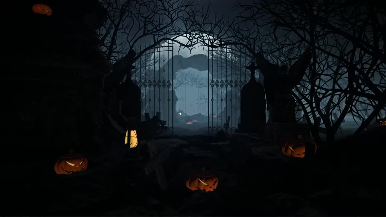   Stock Footage Walking A Graveyard At Night D Render Live Wallpaper