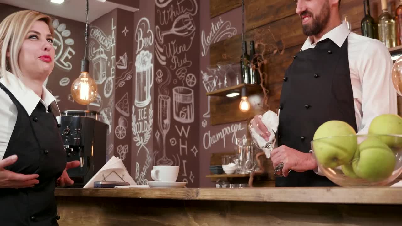   Stock Footage Waitress Talking To A Bartender Live Wallpaper