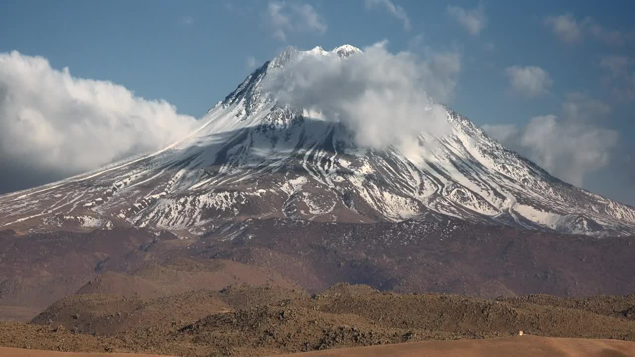   Stock Footage Volcano With Snow At The Peak Live Wallpaper
