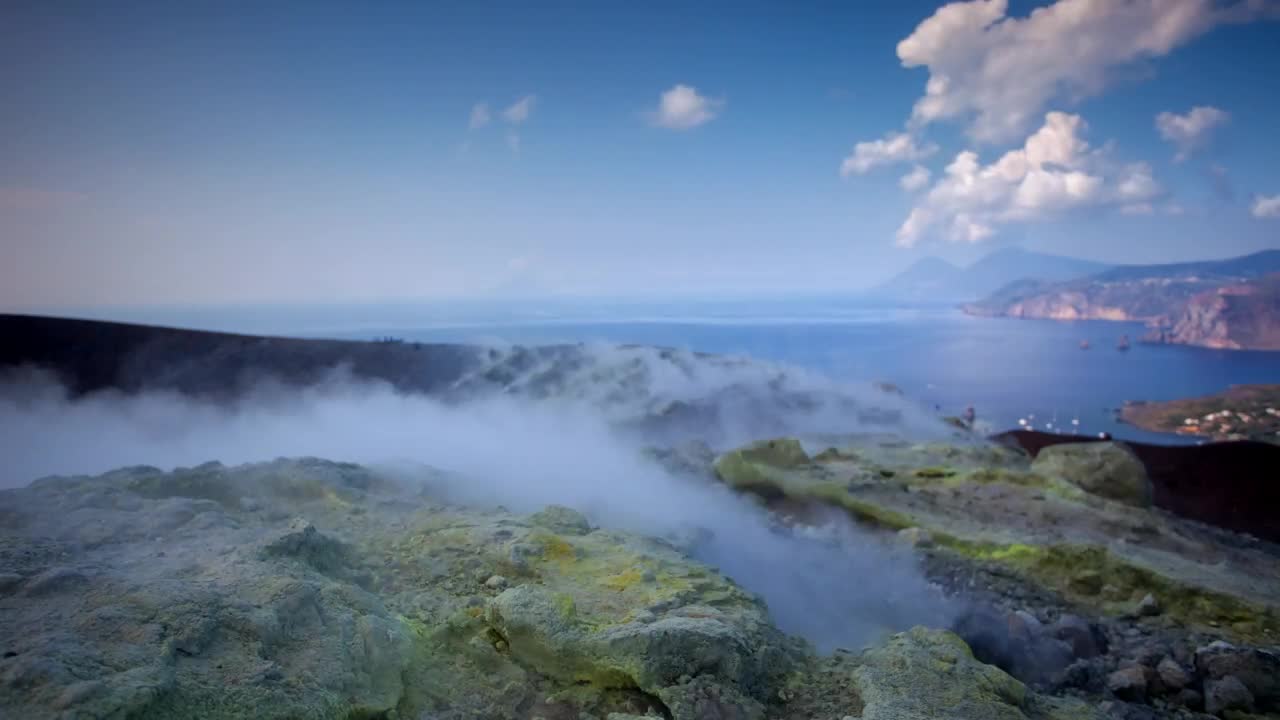   Stock Footage Volcano Near The Sea Live Wallpaper