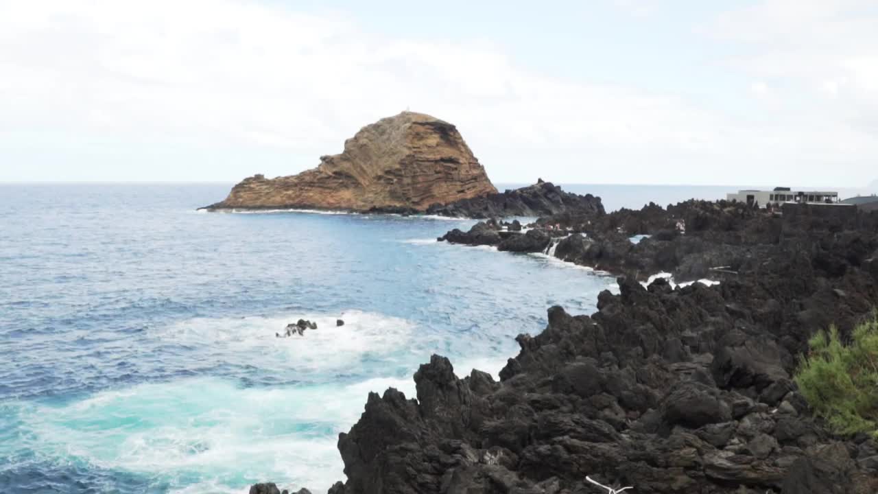   Stock Footage Volcanic Rocks On The Beach Coast Live Wallpaper
