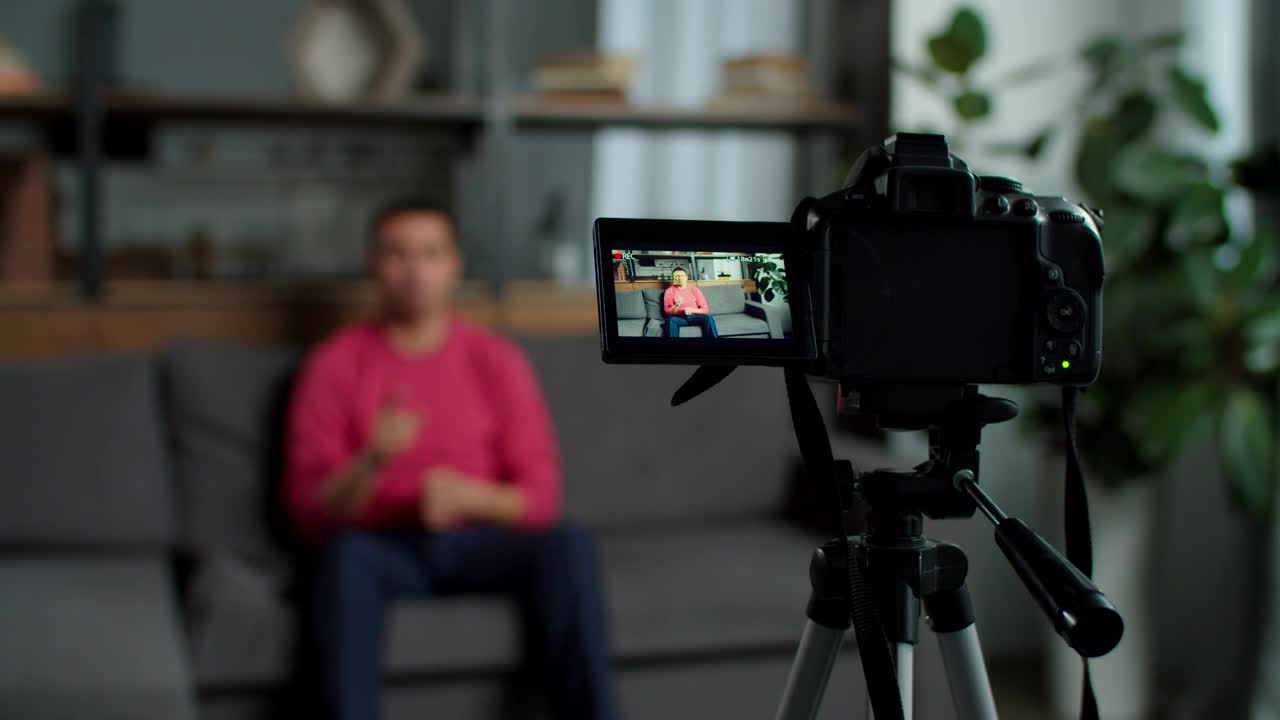   Stock Footage Vlogger Recording In Sign Language Live Wallpaper