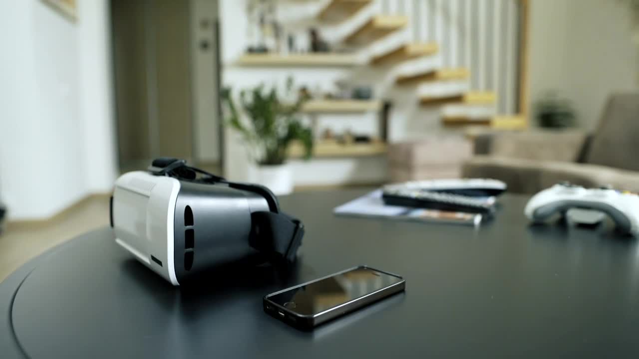   Stock Footage Virtual Reality Glasses On The Table Live Wallpaper