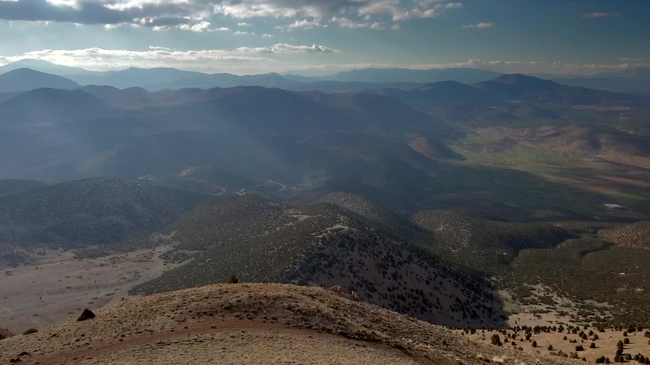   Stock Footage View From Mountain To The Small Plain Between The Mountains Live Wallpaper